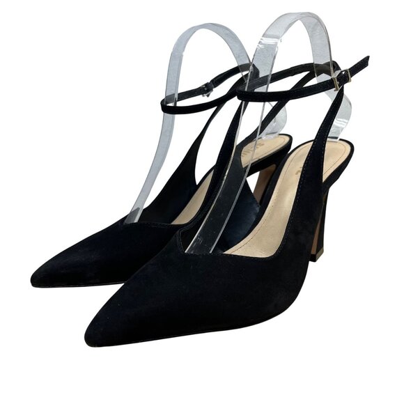 Schutz Womens Black Suede Pointed-Toe Ankle Strap Heels Size 8.5 - Picture 3 of 10